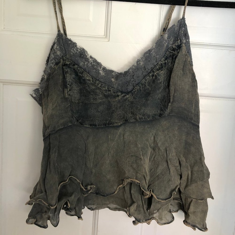 Abercrombie Grunge Green Peplum Top